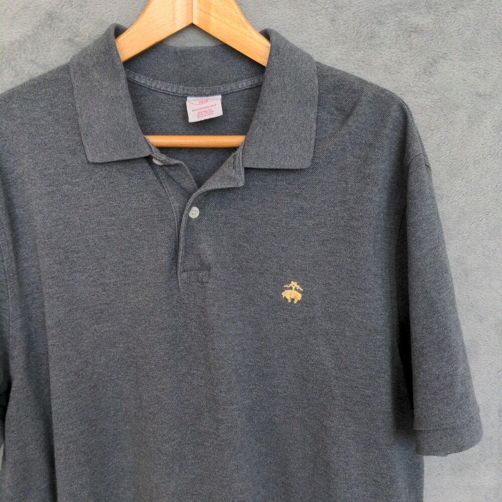 Brooks Brother 1818 Polo Shirt Men's XL Gray Original Fit Cotton Short Sleeve